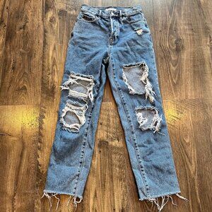 GUC PacSun Women’s Jeans, High Rise Straight Distressed, Raw Hem, Size: 24